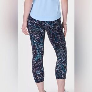 Sweaty Betty Power Cropped Workout Leggings blue aurora print XL